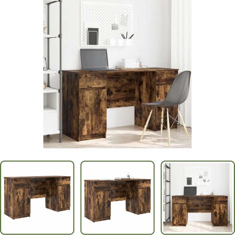 Bureau moderne - Bureau avec porte Chêne fumé 140 x 49 x 76 cm Bois d'ingénierie (1/5)