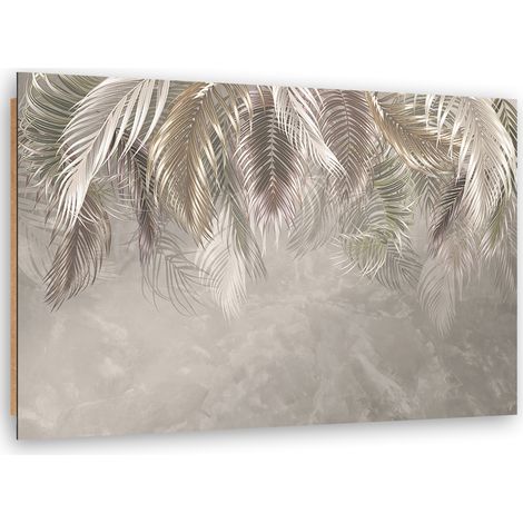 Quadro deco panel, Foglie di palma sul cemento 3D - 60x40 (1/5)