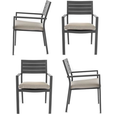 Set da 4 sedie da giardino Chicca grigie con struttura in alluminio (1/5)