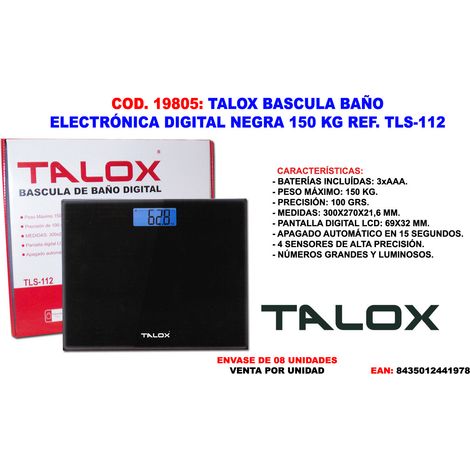 TALOX talox bascula baño electronica digital negra 150 kg tls-112