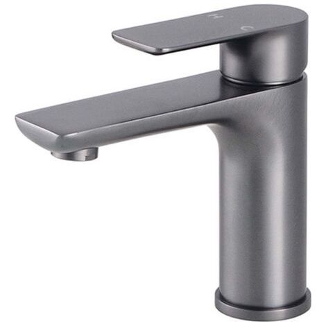 Robinet de salle de bain moderne, robinet d'évier au design élégant, cuisine, mitigeur en acier inoxydable, eau chaude et froide disponible, robinet en acier inoxydable gris-TONCHEAN (1/5)