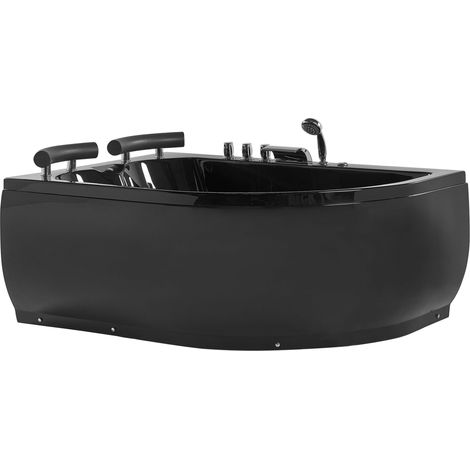 Bañera de hidromasaje de acrílico sanitario negro con LED derecha doble 158 x 113 cm diseño moderno Paradiso