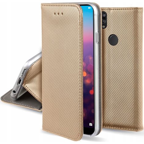CUSTODIA per HUAWEI P20 LITE SMART MAGNET CLOSED BOOK CASE ORO + VETRO (1/5)
