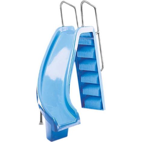 Astralpool – Toboggan de piscine incurvé gauche 1,78 m – Rail en polyester renforcé de fibre de verre – Garde-corps en aluminium blanc – Installation hydraulique incluse (1/3)