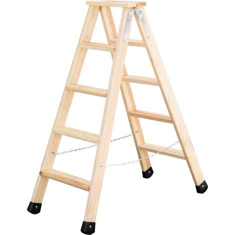 MUNK Holz Stufen-Stehleiter 2x5 Stufen (1/4)