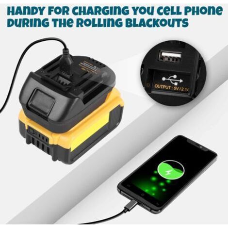 Adattatore per batteria DM18M per utensili a batteria Makita da 18 V, adattatore TPDL con porta USB, conversione per batterie Dewalt da 20 V e batterie Milwaukee M18 da 18 V per utensili Makita. (1/4)