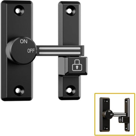 Verrou à bascule ouverture à gauche/droite, pour portes coulissantes/battantes, portail, grange, garage, jardin, clôture(noir + lumineux) (1/5)