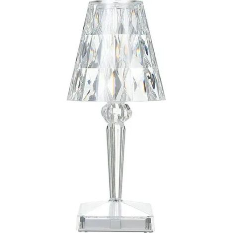 Lampe De Table En Cristal De Diamant, Lampe De Chevet De Chambre En Cristal Rechargeable Par Usb, Temperature/Luminosite Reglables, type tactile (1/5)