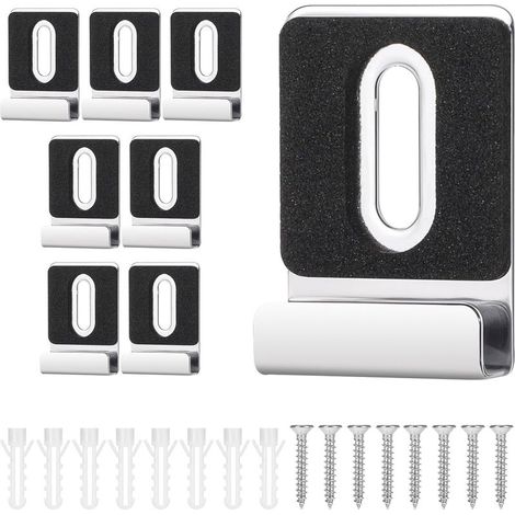 APEX Lot de 8 supports muraux pour miroirs, crochets métalliques avec vis, patins en caoutchouc, matériel de fixation robuste pour miroirs sans cadre (1/5)