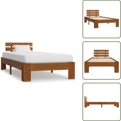 Letto in pino - vidaXL Giroletto senza Materasso Ambrato Legno Massello Pino 90x200 cm -