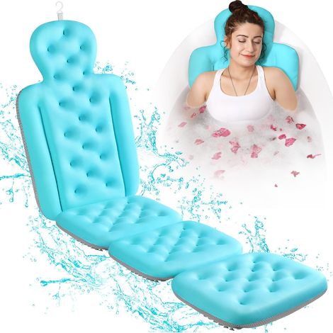 Coussin de bain pour tout le corps, tapis de bain épais, coussin de bain de luxe pour appui-tête, soutien du cou et du dos, 130 × 40 cm (1/5)