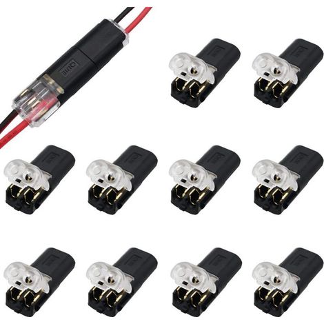 Low Voltage Wire Connectors, 10 Pack 2 Pin Electrical Wire Connector for 18-22 AWG Cable (1/4)