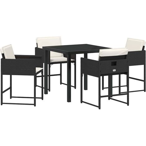 Maison Exclusive - Garten Essgruppe 5 Stk. Schwarz Poly-Rattan (1/5)