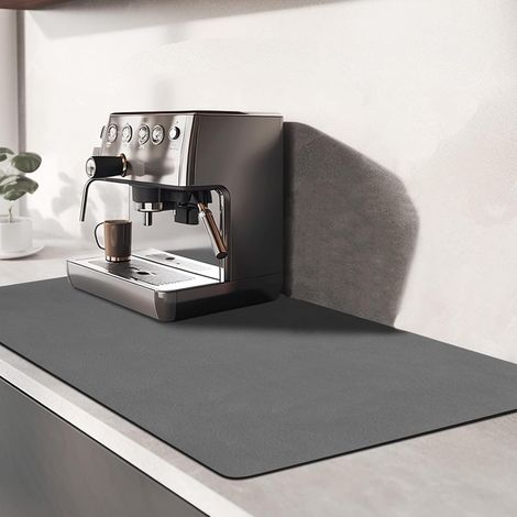 Tapis Égouttoir Vaisselle de Diatomée, Mats Absorbant Cuisine 60X30cm Séchage Absorbant Antidérapant Machine à Café Sechage de Travail Cuisine Comptoir Bar (Gris foncé) (1/5)