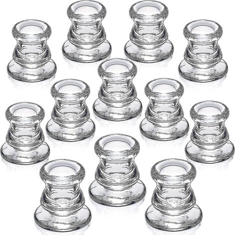 Lot de 12 bougeoirs coniques en verre épais pour centre de table - Décoration idéale pour mariages, fêtes et festivals (1/5)