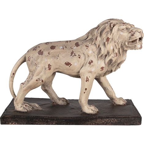 Statue Décorative Lion pour Intérieur et Extérieur en Magnésium Beige et Marron 55x23x40 cm - PANGIVO (1/5)
