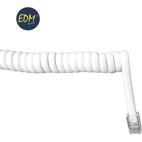 Prolunga telefonica riccia 2,5ma 4m 4 vie bianco maschio-maschio 6V EDM