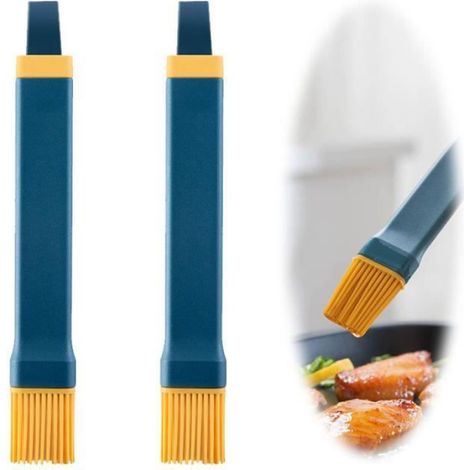 Pinceau Cuisine - Silicone Alimentaire - Résistant à la Chaleur Jusqu'à 230 °C - Pour Badigeonner Pâtisseries Viandes et Marinades - 2 Pièces