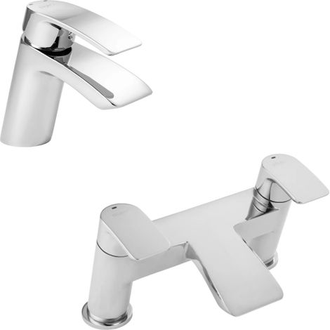 Francis Pegler Waterfall Tap Set Mini Basin Mono & Bath Filler Including Wastes (1/4)