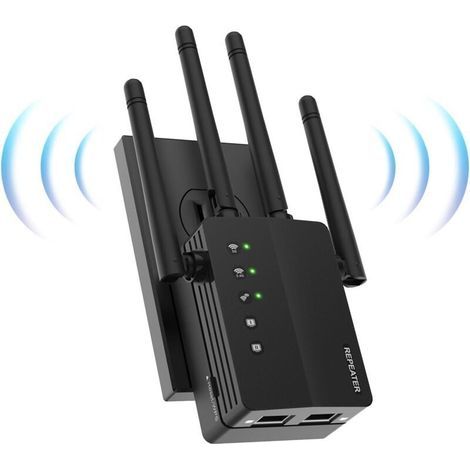 Répéteur WiFi Puissant 1200Mbps Amplificateur WiFi Puissant 2,4 G 5,8 G 2 Ports LAN Prenant WiFi Range Booster WiFi Répéteur Extenseur sans Fil avec Port Ethernet, WiFi Booster, Protection WPS (1/4)