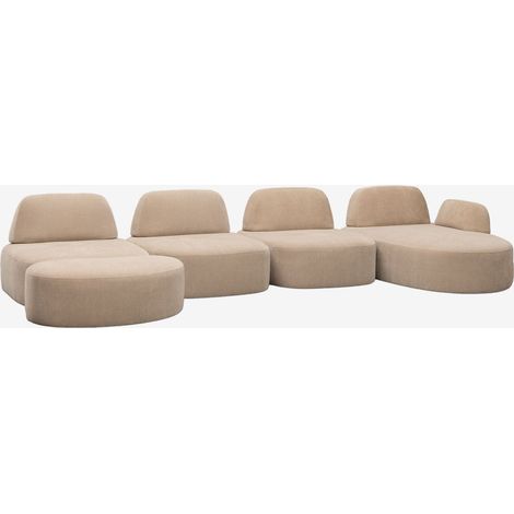 Sofá modular chaise longue derecho de 4 piezas y puff tapizado Giorgia SKLUM (1/5)