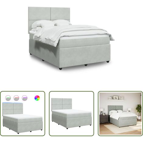 Matratze - Boxspringbett mit Matratze Hellgrau 160x200 cm Samt (1/5)