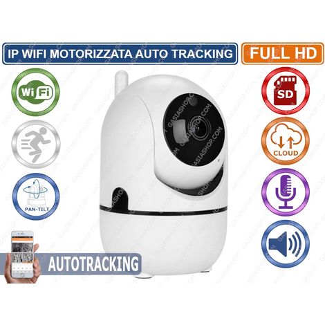 TELECAMERA IP MOTORIZZATA AUTOTRACKING WIRELESS WIFI REGISTRA SD CARD CLOUD P2P