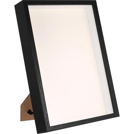 Cadre photo 3D à remplir, cadre photo 3D A4 profond à remplir, 3,5 cm de profondeur, avec plaque acrylique transparente, pour photos, médailles, cadeaux, fleurs séchées, vitrine, 21 x 29,7 cm, noir (1/5)