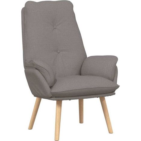 Fauteuil gris-brun, 69 x 74 x 93 cm, tissu et contreplaqué. (1/5)