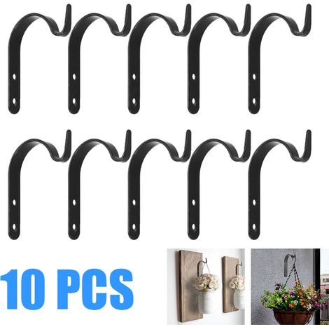 10 Supports muraux en fer forgé pour jardinières suspendues, crochets à plantes, pot de fleurs accrochage, lot de 10 pièces (1/5)
