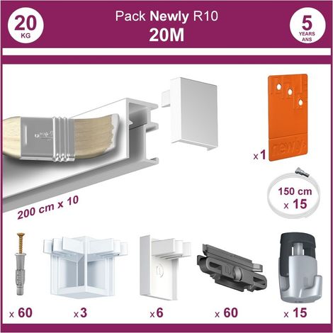 20 mètres Blanc mat : Pack complet cimaise Newly R10 (1/5)