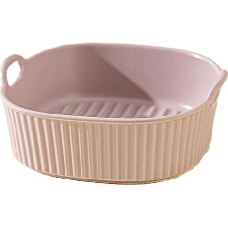 Plat à gratin en céramique pour friteuse à air chaud, plat à gratin carré coloré émaillé avec poignées pour friteuse à lasagnes, frites, soupe (violet) (1/5)