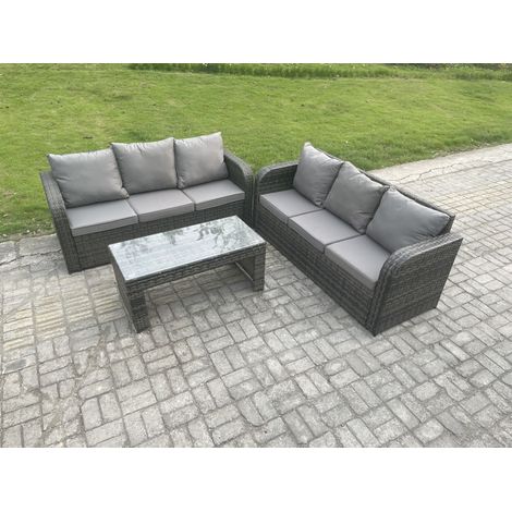 Fimous Patio Garden Furniture Sets Wicker Outdoor Rattan Furniture Sofa Sets with Rectangular Coffee Table (1/5)
