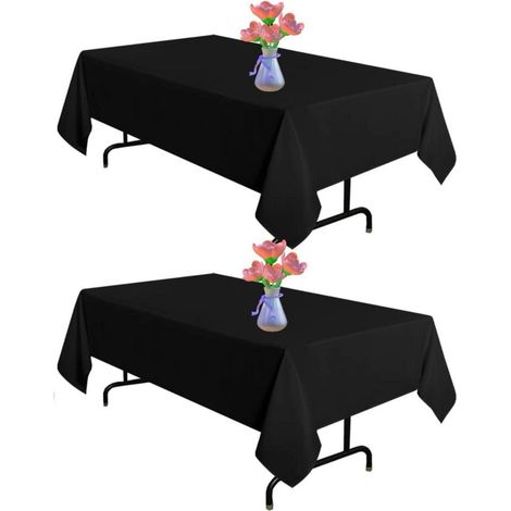 Rechteckige Tischdecken 153x260 cm Schwarz, 2 Stück, Polyester, Pflegeleicht