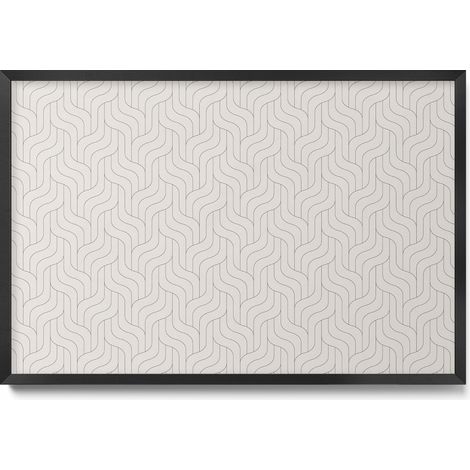 Tableau Magnétique en Métal pour Aimants - Motif Linéaire régulier - Minimaliste - Cadre Noir - 60x40 cm - Tableau Métallique Aimanté