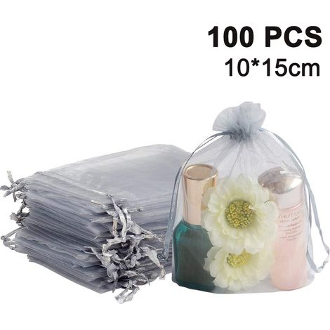 100 pochettes à bijoux transparentes à cordon, idéales pour les mariages, les fêtes et Noël. Sacs cadeaux à cordon. (1/5)