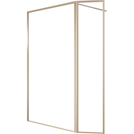 Marwell Walk In Dusche Golden Frame 200x120cm - Duschwand mit schwenkbarer Flügeltür 180° - mit 5mm Einscheibensicherheitsglas - hochwertige Aluminiumrahmen in gebürsteter Goldoptik (1/4)