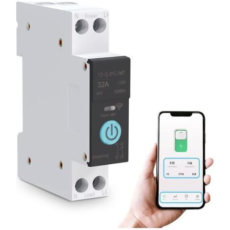 Commutateur WIFI Intelligent Disjoncteurs Domestiques Téléphone Portable Télécommande 3 Modes de Synchronisation pour Appareils électroménagers(32A) (1/4)