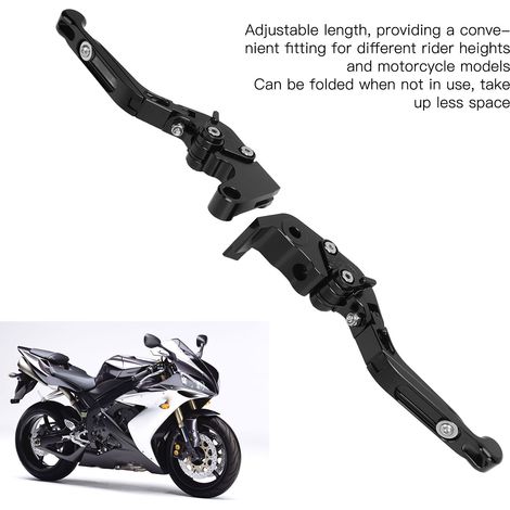 Manetas de embrague plegables CNC para motocicleta - Aleación de aluminio 6061 - Compatibles con YZF R1 R6 R6S - Negras (1/5)