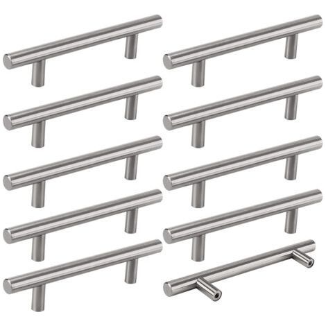10 Küchengriffe Silber, Hohl Gebürstete Schrankgriffe, Türgriffe aus Edelstahl, mit Schrauben, Bohrlochabstand 128mm, für Schrank Schublade Schranktür (1/5)