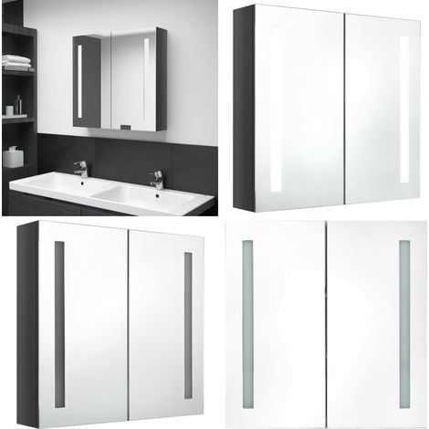 LED-Spiegelschrank fürs Bad Glänzend Grau 62x14x60 cm - LED-Spiegelschrank - Badezimmermöbel - Kosmetikspiegel - Make-up-Tisch - Aufbewahrungsschrank - Home & Living (1/5)