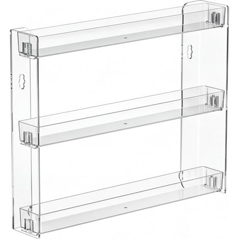 Estantería de pared de acrílico transparente de 3 niveles para pinturas - Almacenamiento sin taladros para botellas de 60 ml - Soporte para esmaltes de uñas - Expositor para minifiguras e insignias (1/5)