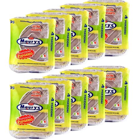 MAURY'S SET DA 10 CONTENITORI RETTANGOLARI IN ALLUMINIO DA 4 PORZIONI (1/4)