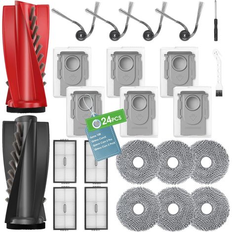 Kit Accessoires Robot - 24 Pièces - Caoutchouc et Microfibre - Filtre HEPA et Brosse - Pour Roborock Saros Qrevo (1/5)