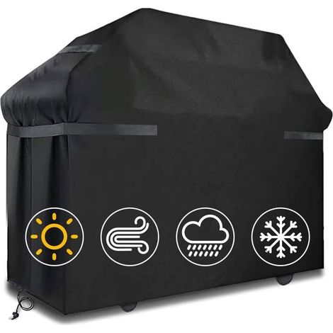 HONORNIC - Housse de barbecue étanche 145x61x117 cm - Oxford 420D, coupe-vent, indéchirable, sangles (1/4)