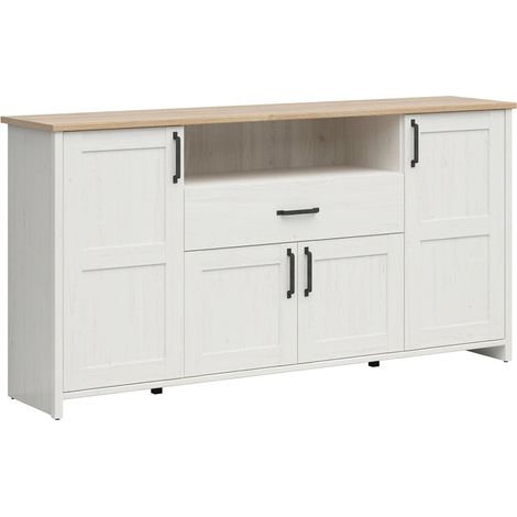 Bufé 4 puertas y 1 cajón Aksel Blanco y Madera (1/5)