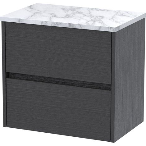 Chartley Contemporary 2 Drawer Wall Hung Vanity Unit with Laminate Worktop, 600mm