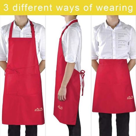 Tablier De Cuisine - Matériau Composite Impermeable - Ajustable Avec Poches - Pour Usage Familial - 2 Unites (1/5)