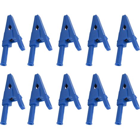 Pince de test électrique 20mm, lot de 10, conductivité optimale, sécurité renforcée, connecteur 4mm, pour circuit électrique, bleu (1/5)