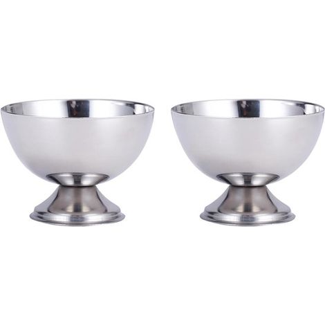 Set di 2 ciotole per dessert e gelato in acciaio inox con base, 150 ml